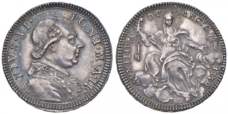 Pio VI (1775-1799) Quinto di scudo 1776 An. II - Munt. 37 AG (g 5,28) RR
SPL+