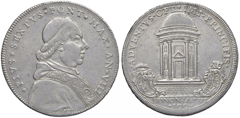 Pio VI (1775-1799) Bologna - Scudo romano 1782 An. VIII - Munt. 197 AG (g 26,40)...