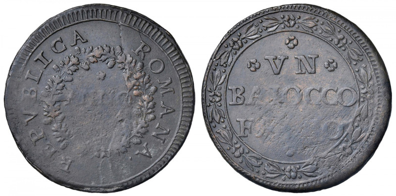 Repubblica romana (1798-1799) Fermo - Baiocco - Bruni 30 CU (g 10,84) RR Debolez...