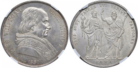 Pio VIII (1829-1830) Scudo 1830 An. I - Gig. 1 AG R In slab NGC n° 6638156-009.
MS 64
