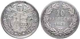 Gregorio XVI (1831-1846) Bologna - 10 Baiocchi 1842 An. XII - Munt. 32d AG R Periziata Numismatica Ranieri BB+.
BB+