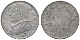 Pio IX (1846-1878) 2 Lire 1867 A. XXII - Nomisma 866 AG (g 10,00)
qFDC