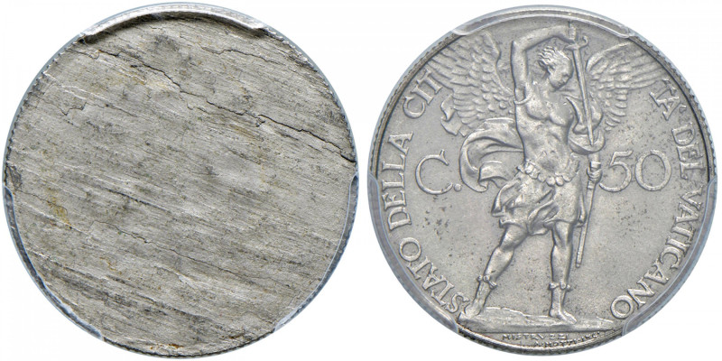 Pio XI (1929-1938) 50 Centesimi split planchet - AC In slab PCGS n° 11111.64/392...