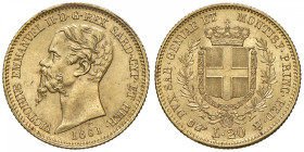 Vittorio Emanuele II (1849-1861) 20 Lire 1861 T - Gig. 22 AU (g 6,47) 
FDC