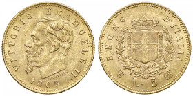 Vittorio Emanuele II (1861-1878) 5 Lire 1863 T - Gig. 29 AU 
qFDC