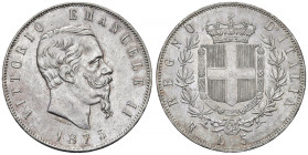 Vittorio Emanuele II (1861-1878) 5 Lire 1875 R - Gig. 50 AG 
qFDC
