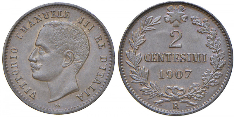 Vittorio Emanuele III (1900-1946) 2 Centesimi "Valore" 1907 - Gig. 296 CU RR
FD...