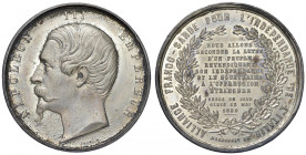 FRANCIA Napoleone III (1852-1870) Medaglia 1859 Campagna d'Italia per l'unità nazionele - Opus: Caqué Massonnet ZN argentato (g 68,04 - Ø 50,19 mm) 
...