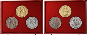 Paolo VI (1963-1978) Serie di 3 medaglie 1975 10° anniversario abrogazione scomunica agli ortodossi - Opus: Enrico Manfrini AU, AG e AE (g 53,51; 40,1...