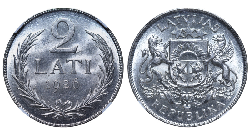 Latvia, 1st Republic, Janis Chakste (1922 - 1927). 2 Lati 1926, Silver, 10 gr, K...