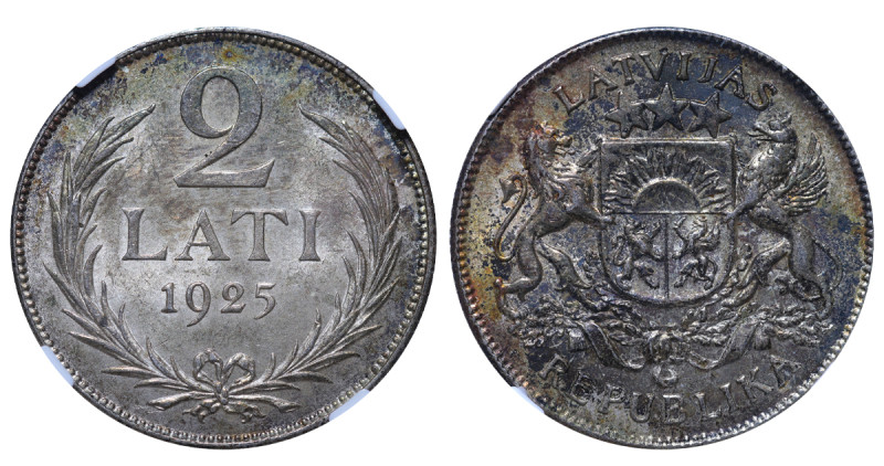 Latvia, 1st Republic, Janis Chakste (1922 - 1927). 2 Lati 1925, Silver, 10 gr, K...