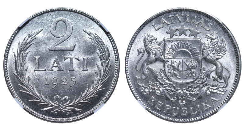 Latvia, 1st Republic, Janis Chakste (1922 - 1927). 2 Lati 1925, Silver, 10 gr, K...
