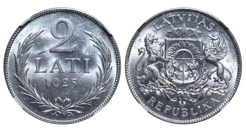 Latvia, 1st Republic, Janis Chakste (1922 - 1927). 2 Lati 1925, Silver, 10 gr, K...