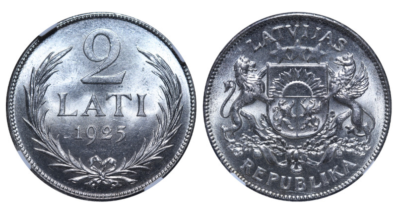 Latvia, 1st Republic, Janis Chakste (1922 - 1927). 2 Lati 1925, Silver, 10 gr, K...