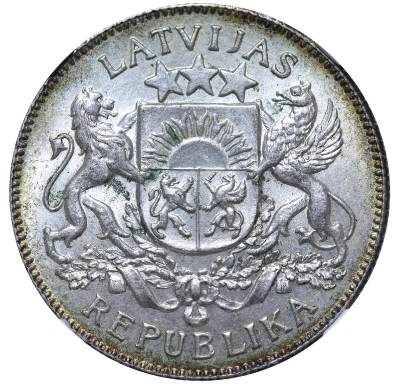 Latvia, 1st Republic, Janis Chakste (1922 - 1927). 2 Lati 1925, Silver, 10 gr, K...
