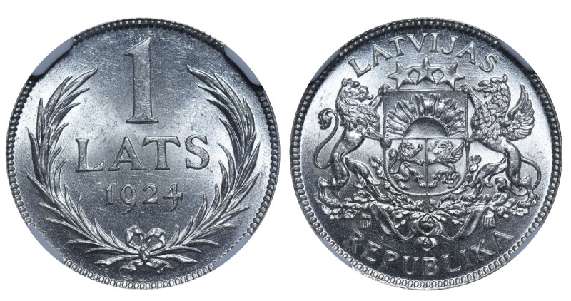 Latvia, 1st Republic, Janis Chakste (1922 - 1927). 1 Lati 1924, Silver, 10 gr, K...