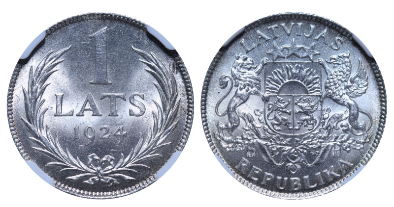 Latvia, 1st Republic, Janis Chakste (1922 - 1927). 1 Lati 1924, Silver, 10 gr, K...