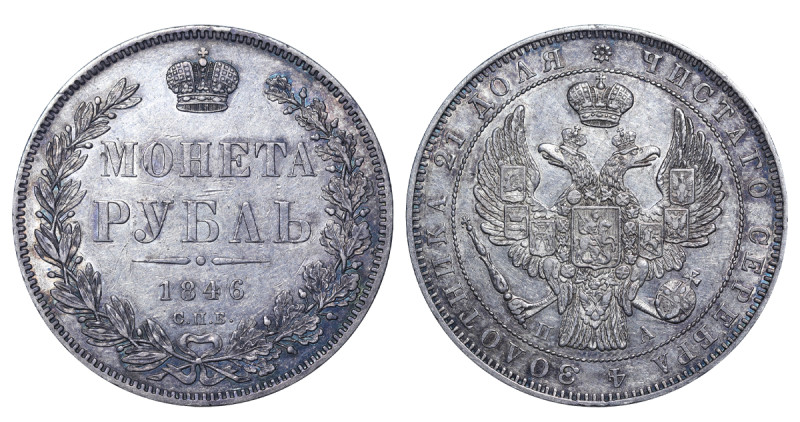 Russian Empire, Nicholas I (1826 - 1855). 1 Rouble 1846, Silver, 20.73 gr, C# 16...