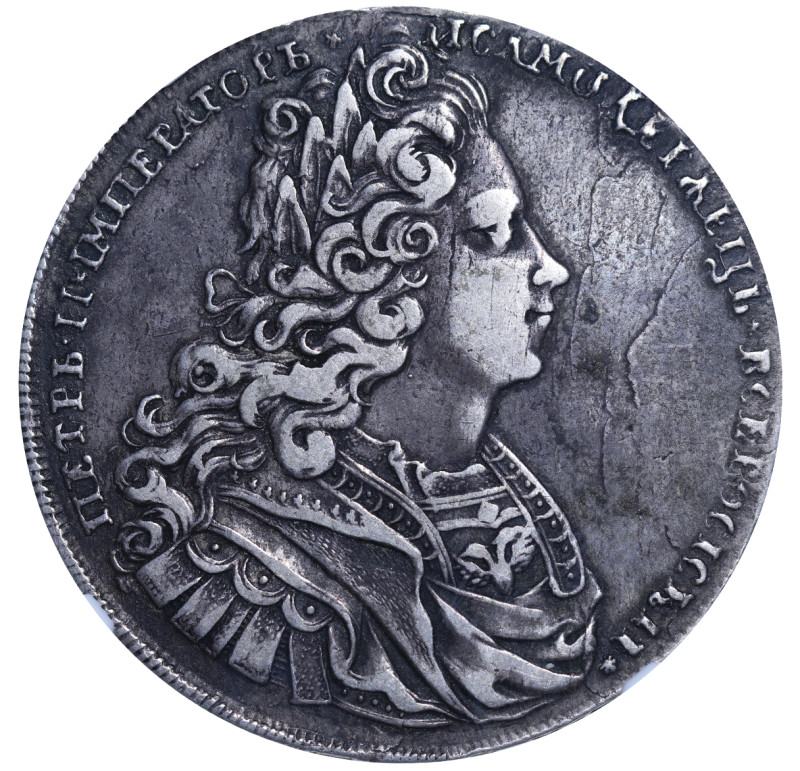 Russian Empire, Peter II (1727 - 1729). 1 Rouble 1727, Silver, 28.44 gr, KM#182,...