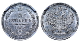 Russian Empire, Alexander III (1881 - 1894). 5 Kopeks 1883, Silver, 0.9 gr, Y#19a, Bitkin 142, MS 62, 6637062-009