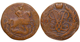 Russian Empire, Elizabeth (1741 1762). 2 Kopeks 1757, Copper, 20.48 gr, C#7.1, Bitkin 391