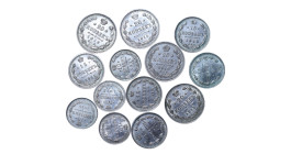 Russian Empire, Nicholas II (1894 - 1917), 20 Kopeks, 1918 year; 20 Kopeks, 1915 years; 20 Kopeks, 1910 year, 20 Kopeks, 1915 year, Silver, Y# 22a.2; ...