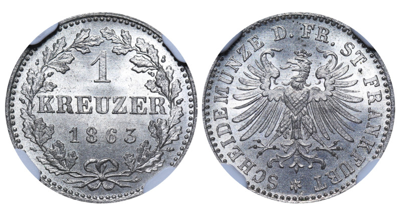 Germany, Free City of Frankfurt (1372 - 1866). 1 Kreuzer 1863, Billon, 0.8 gr, K...