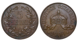 Germany East Africa, Wilhelm II (1888 - 1918). 5 Heller 1909, Bronze, 20 gr, KM#11