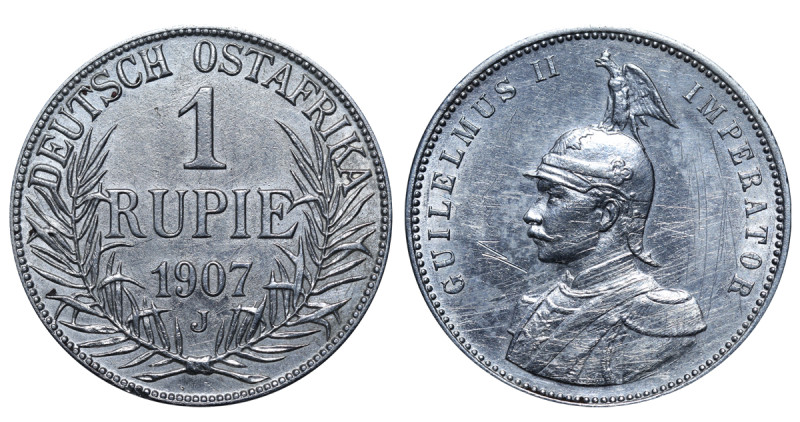 Germany East Africa, Wilhelm II (1888 - 1918). 1 Rupie 1907, Silver, 11.66 gr, K...