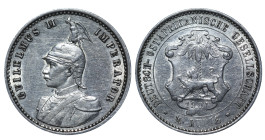 Germany East Africa, Wilhelm II (1888 - 1918). 1/4 Rupie 1901, Silver, 2.92 gr, KM#3