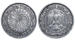 Germany, Weimar Republic, Kurt von Schleicher (1932 - 1933). 50 Reichspfennig 1933, Nickel, 3.51 gr, KM#49