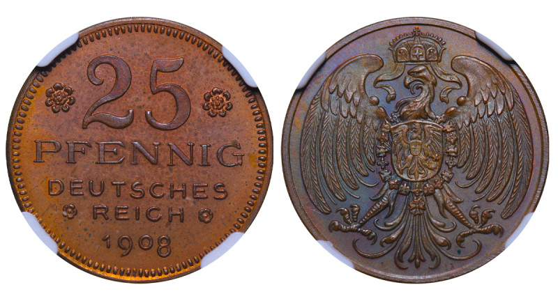 Germany, Wilhelm II (1888 - 1918). 25 Phennig 1908, Copper, 4.21 gr, Schaaf-18/G...