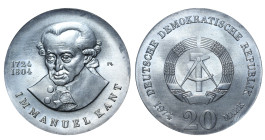 Germany, Willy Brandt (1969 - 1974). 20 Mark 1974, Silver, 20.9 gr, KM#53, 250th Anniversary of Immanuel Kant