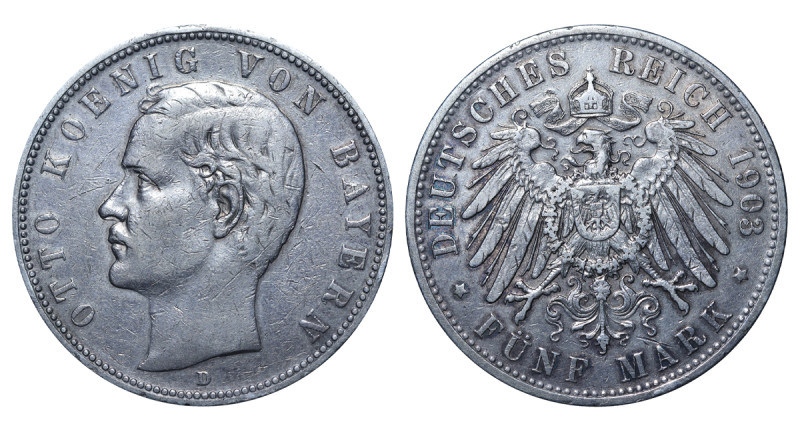 Germany, Otto (1886 - 1913). 5 Mark 1903, Silver, 27.70 gr, KM#915