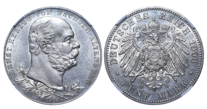 Germany, Mecklenburg-Schwerin, Wilhelm II (1888 - 1918). 5 Mark 1903, Silver, 27...