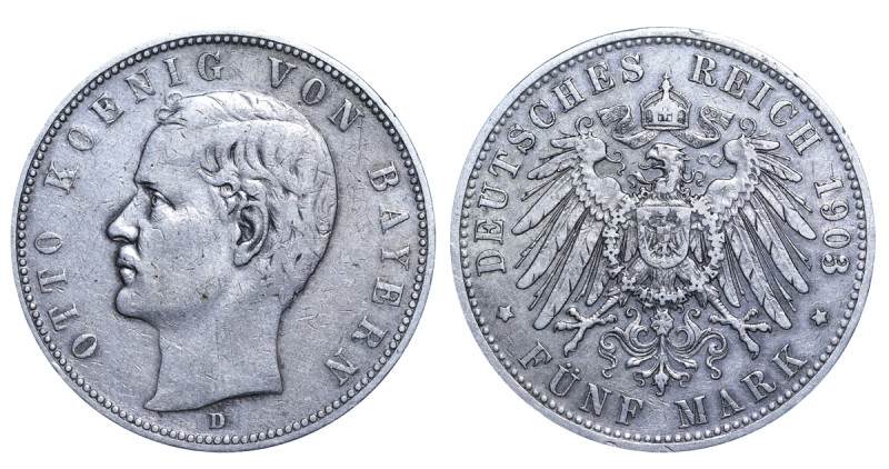 Germany, Otto (1886 - 1913). 5 Mark 1903, Silver, 27.77 gr, KM#915