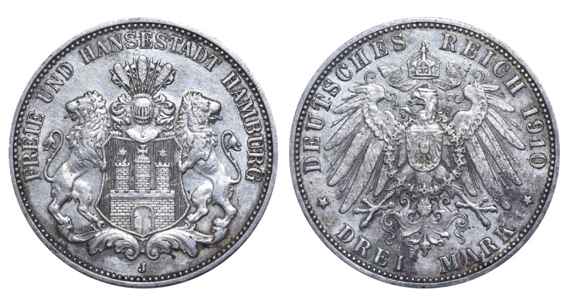 Germany, William II (1888 - 1918). 3 Mark 1910, Silver, 16.67 gr, KM#620