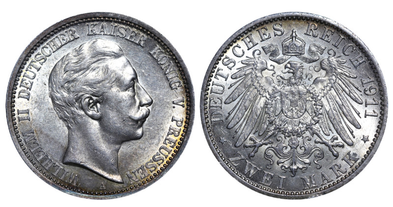 Germany, William II (1888 - 1918). 2 Mark 1911, Silver, 11.11 gr, KM#522