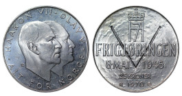 Norway, Olav V (1957 - 1991). 25 Kroner 1970, Silver, 29 gr, KM#414, 25th Anniversary of Norway's Liberation