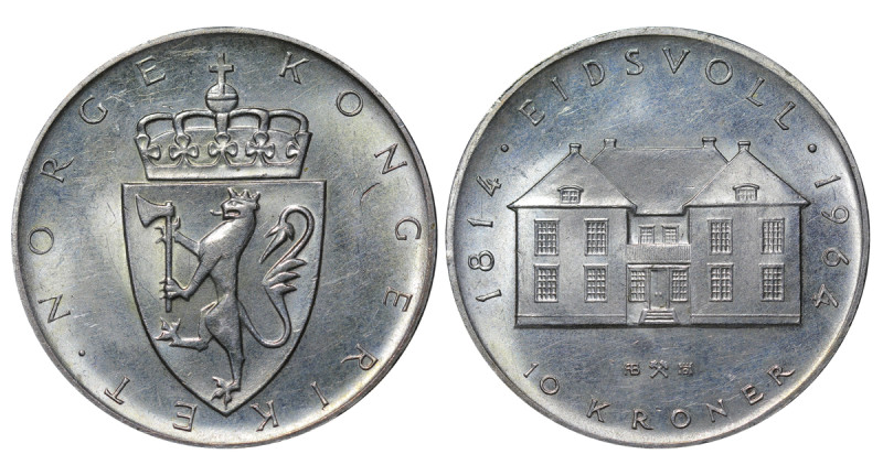 Norway, Olav V (1957 - 1991). 50 Kroner 1964, Silver, 20 gr, KM#413,Constitution...