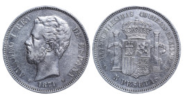 Spain, Alfonso XIII (1886-1931). 5 Pesetas 1871, Silver, 25 gr, KM# 666