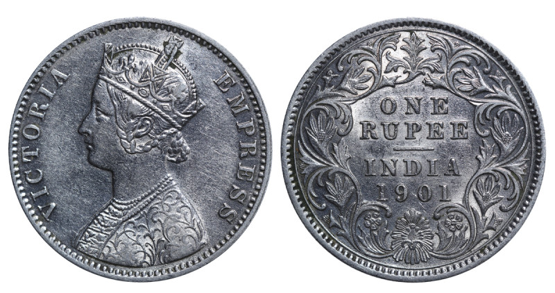 India, Victoria (1862 - 1901). 1 Rupee 1901, Silver, 11.46 gr, KM#492