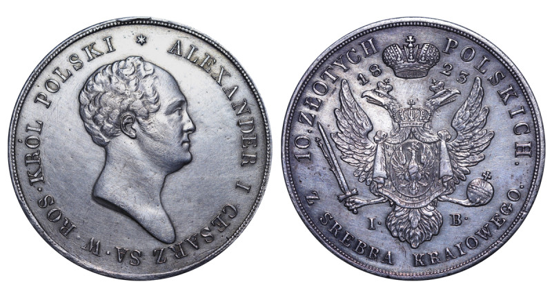 Poland, Alexander I (1815 - 1825). 10 Zlotych 1823, Silver, 31.1 gr, C#101, 822 ...