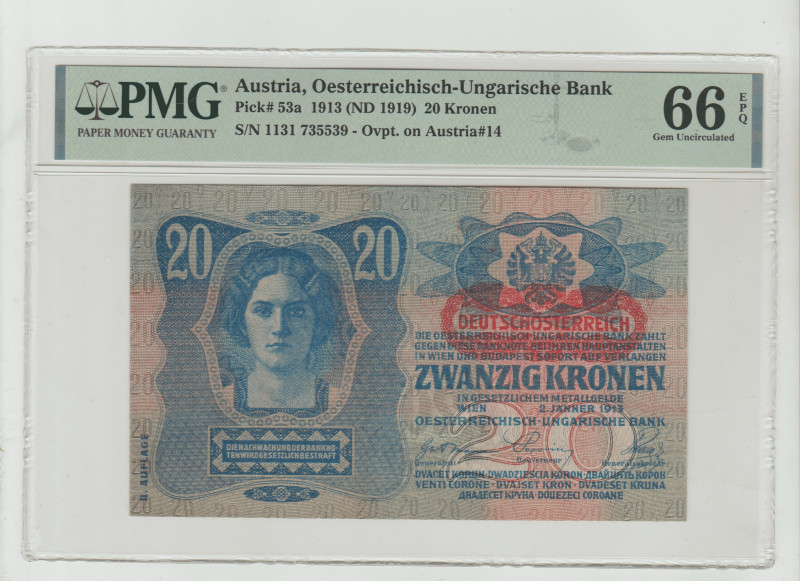 Austria, Karl Seitz (1919 - 1920). 20 Kronen 1919, Oesterreichisch-Ungarische Ba...