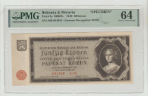 Bohemia&Moravia, Emil Hacha (1939 - 1945). 50 Korun, 1940, Pick#5s, SB407s, S/N A06 094348 - German Occupation WWII, 64 Choice , 2272116-029, Uncircul...