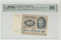 Denmark, Margrethe II (1972 - Present). Nationalbank, 20 Kroner 1981, Pick#49c, Wmk: Palette, Brushes & 20 S/N C1812J 0804770 - S/N Prefix A6, C0-C1, ...