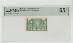 Estonia, Konstantin Pats (1918 - 1919). 5 Penni, Treasury Note, Pick#39a, ND (1919), 65 Gem Uncirculated, 1913095-042