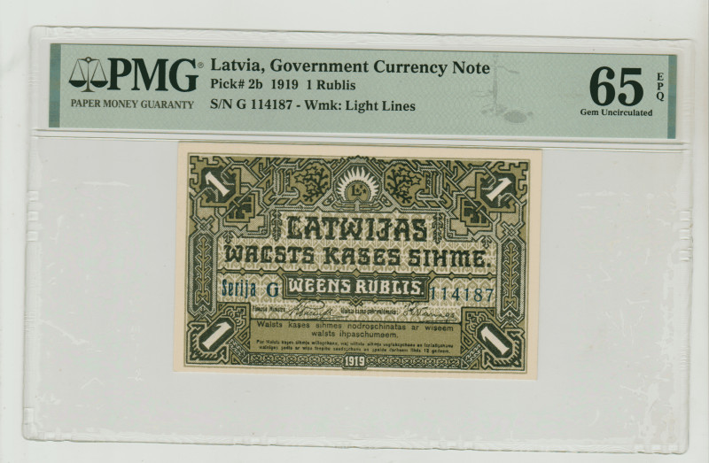 Latvia, Karlis Ulmanis (1918 - 1921). 1 Rubli 1919, Government Currency Note, Pi...