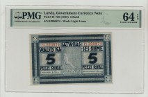 Latvia, Karlis Ulmanis (1918 - 1921). 5 Rubli ND (1919), Government Currency Note, Pick#3f, S/N H2008874, Wmk: Light Lines, 64 Choice Uncirculated, 22...