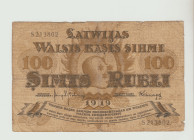 Latvia, Karlis Ulmanis (1918 - 1921). 100 Rubli 1919, S213802